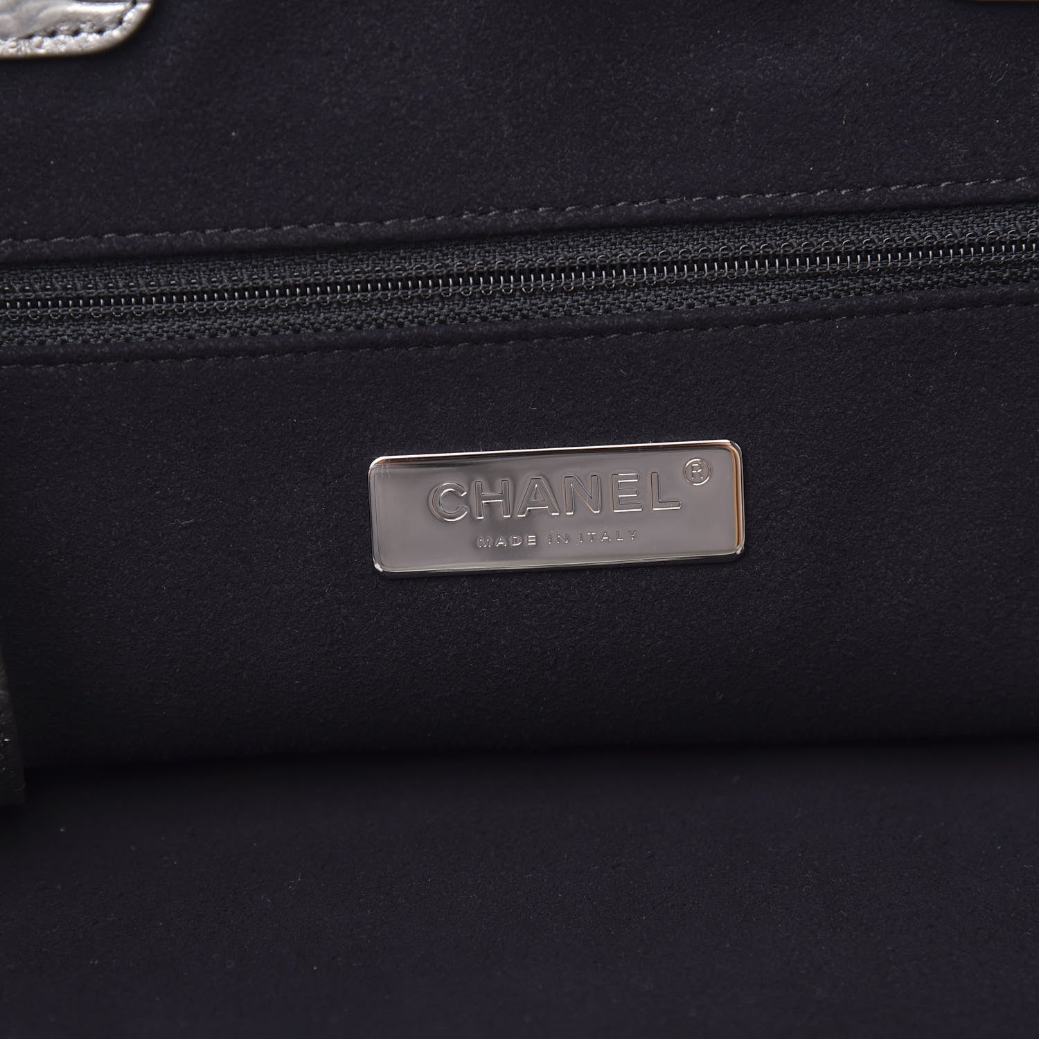 Chanel Calfskin Crocodile Embossed Large Cocodile Shopping Tote Silver 6 of 9
