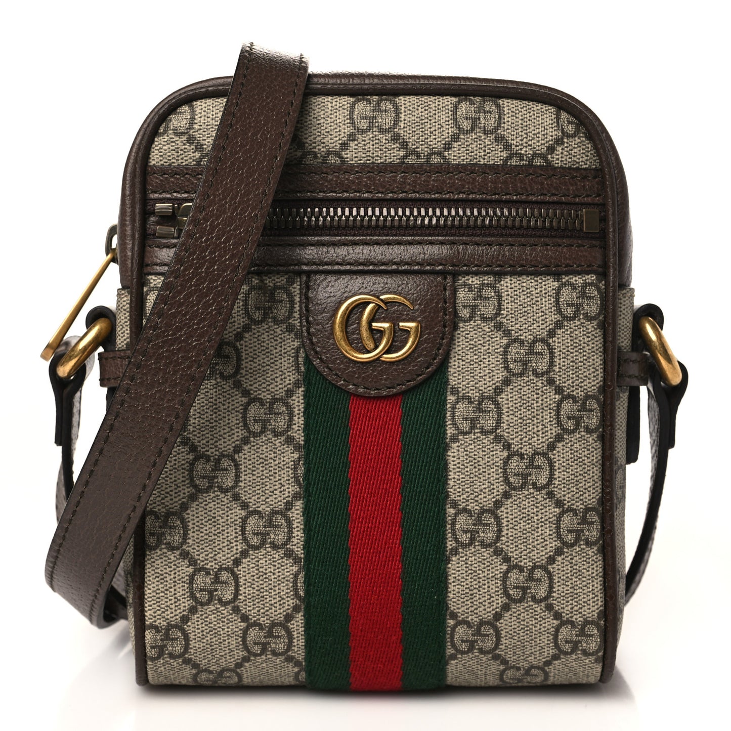 GG Supreme Monogram Web Mini Ophidia Messenger Brown