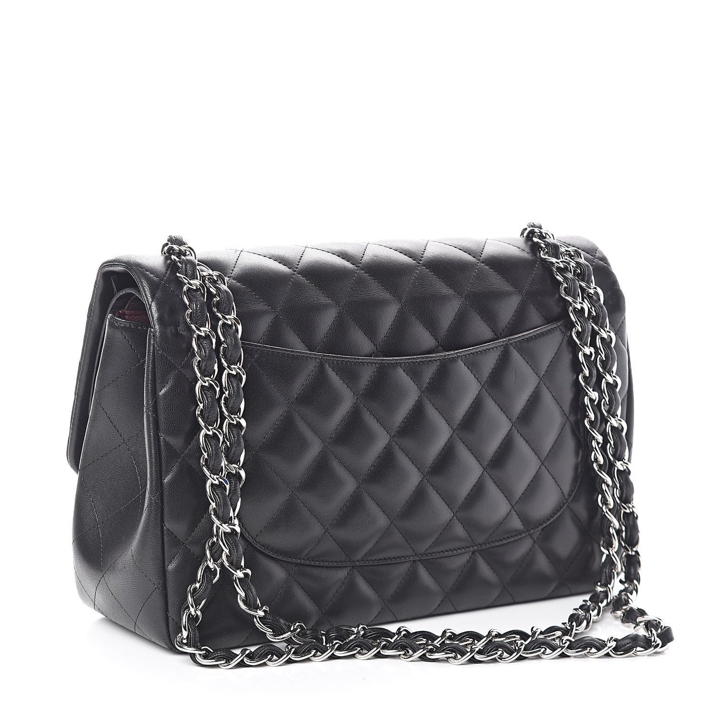 Lambskin Quilted Jumbo Double Flap Black