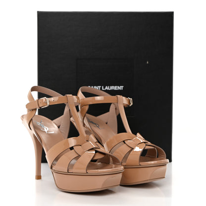 Saint Laurent Patent Tribute 75 Platform Sandals 37.5 Nude 9 of 9