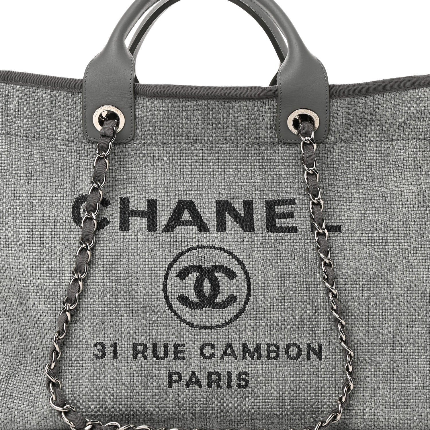 Chanel Canvas Large Deauville Tote Grey 8 of 12