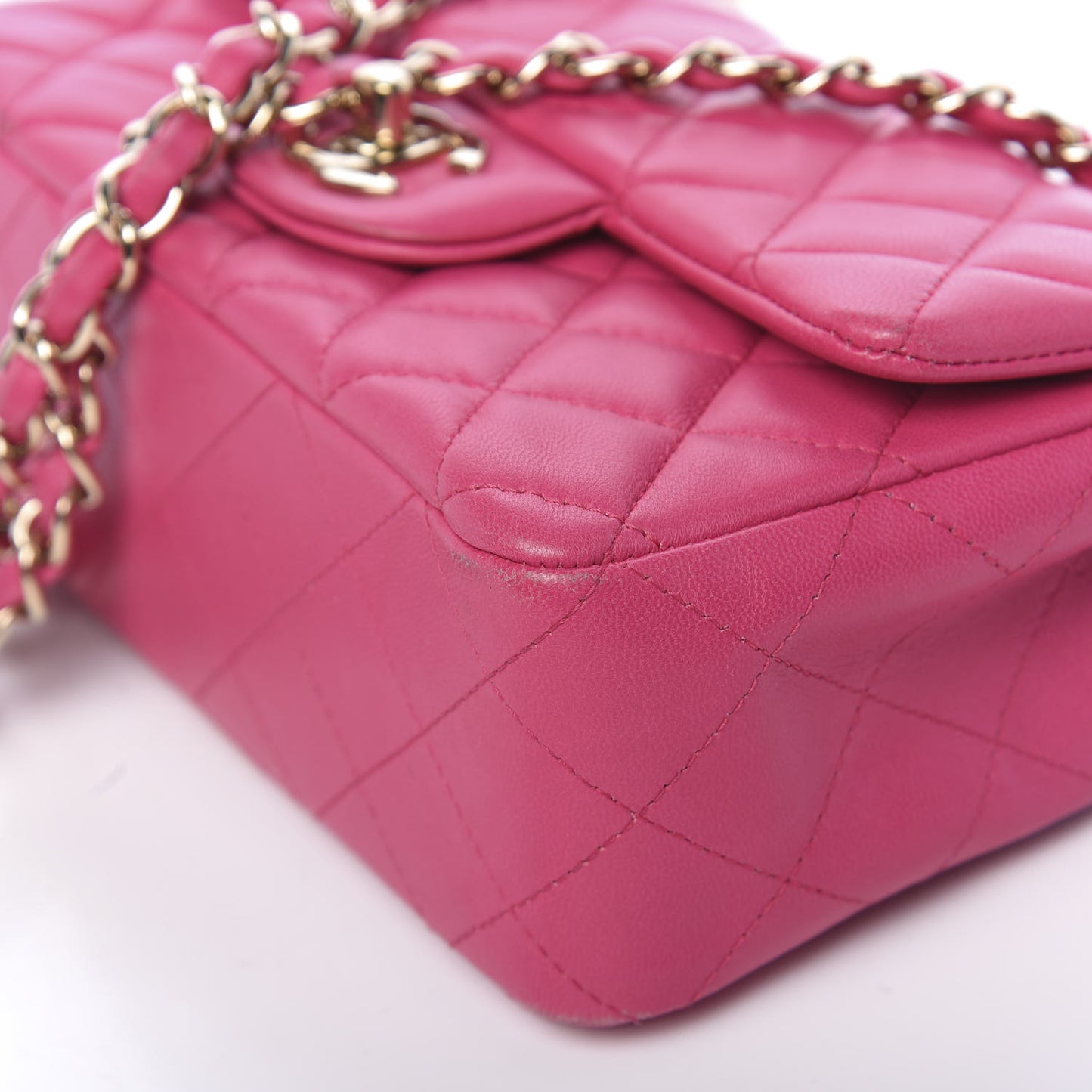 Lambskin Quilted Mini Rectangular Flap Dark Pink