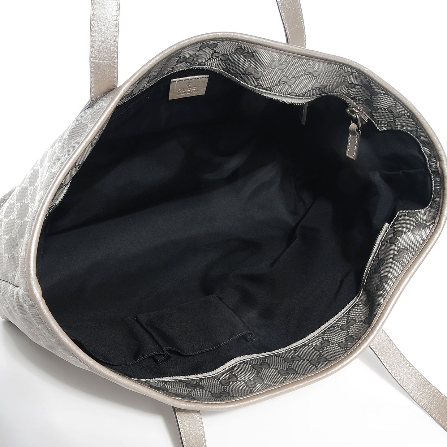 Imprime Monogram Medium Zippered Shopping Tote Silver