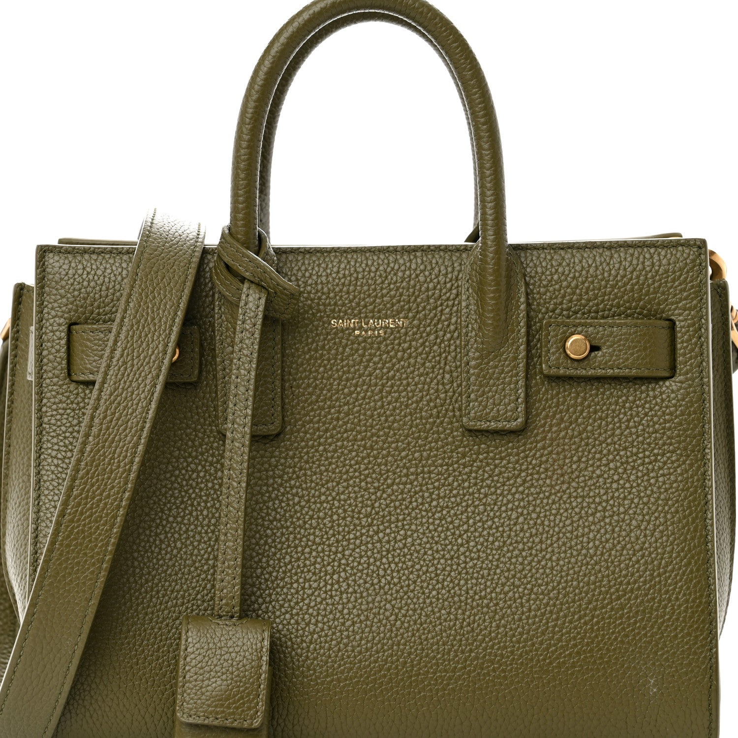 Saint Laurent Grained Calfskin Nano Supple Sac De Jour Green 8 of 15