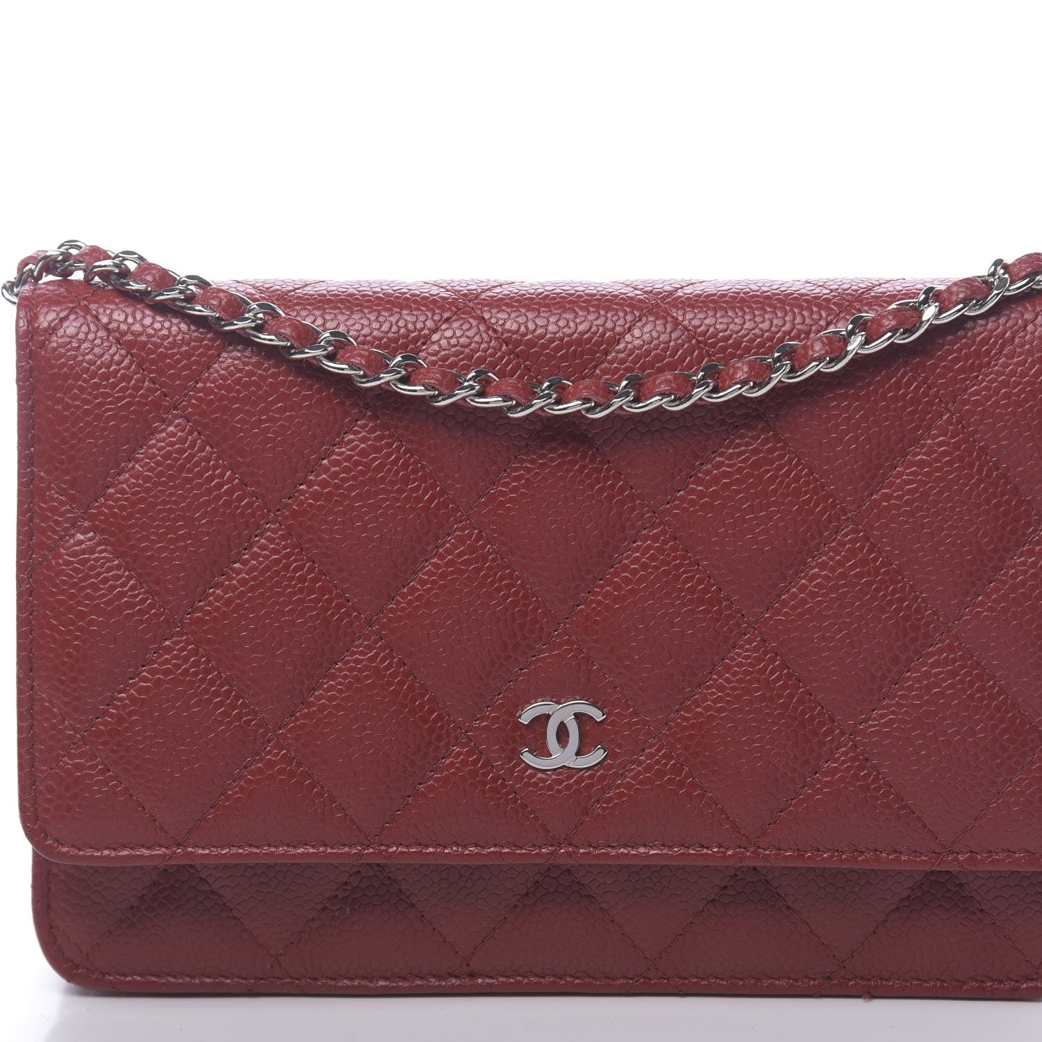 Chanel Caviar Quilted Wallet on Chain WOC Red 11 of 12