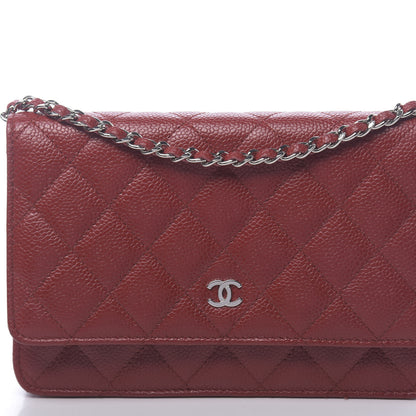 Chanel Caviar Quilted Wallet on Chain WOC Red 11 of 12