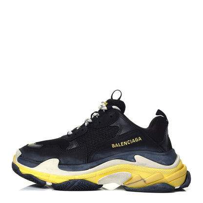 Balenciaga Fabric Mesh Womens Triple S Sneakers 39 Black Yellow 1 of 9