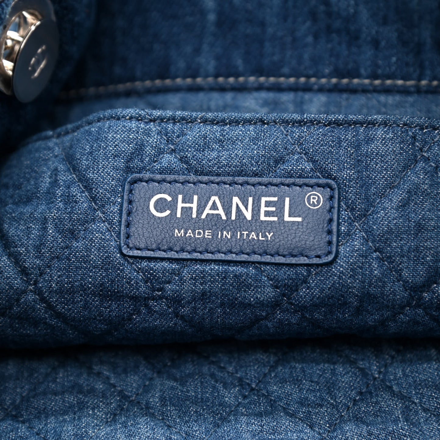 Denim Printed Shopping Bag Blue