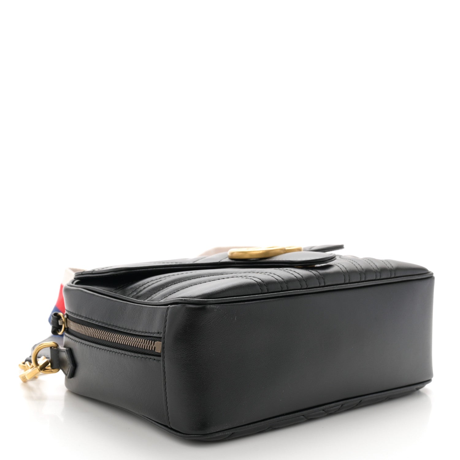 Gucci Calfskin Matelasse Sylvie Web Small GG Marmont Top Handle Shoulder Bag Black 4 of 10