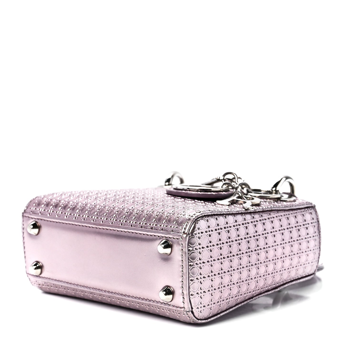 Metallic Patent Micro-Cannage Mini Lady Dior Hyper Pink