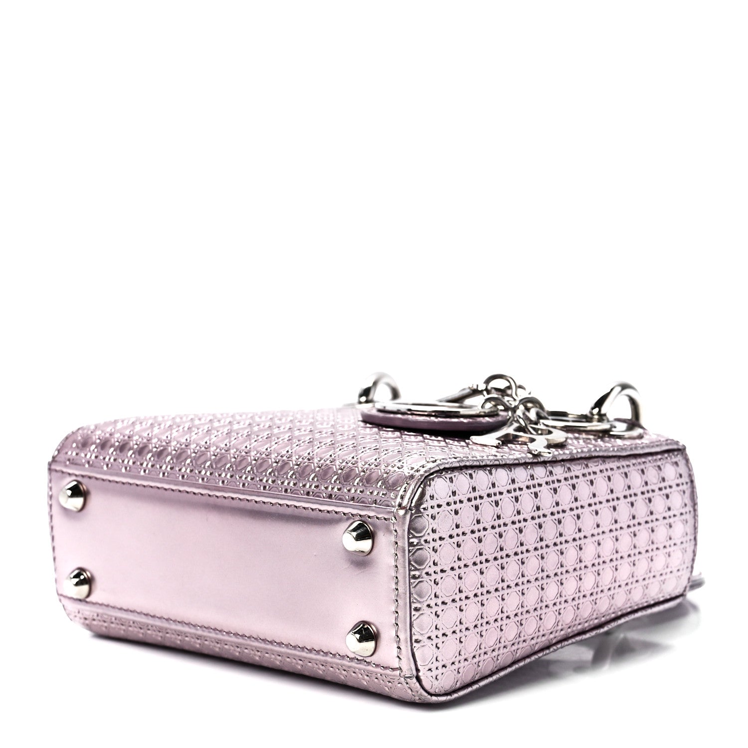 Christian Dior Metallic Patent Micro-Cannage Mini Lady Dior Hyper Pink 8 of 10