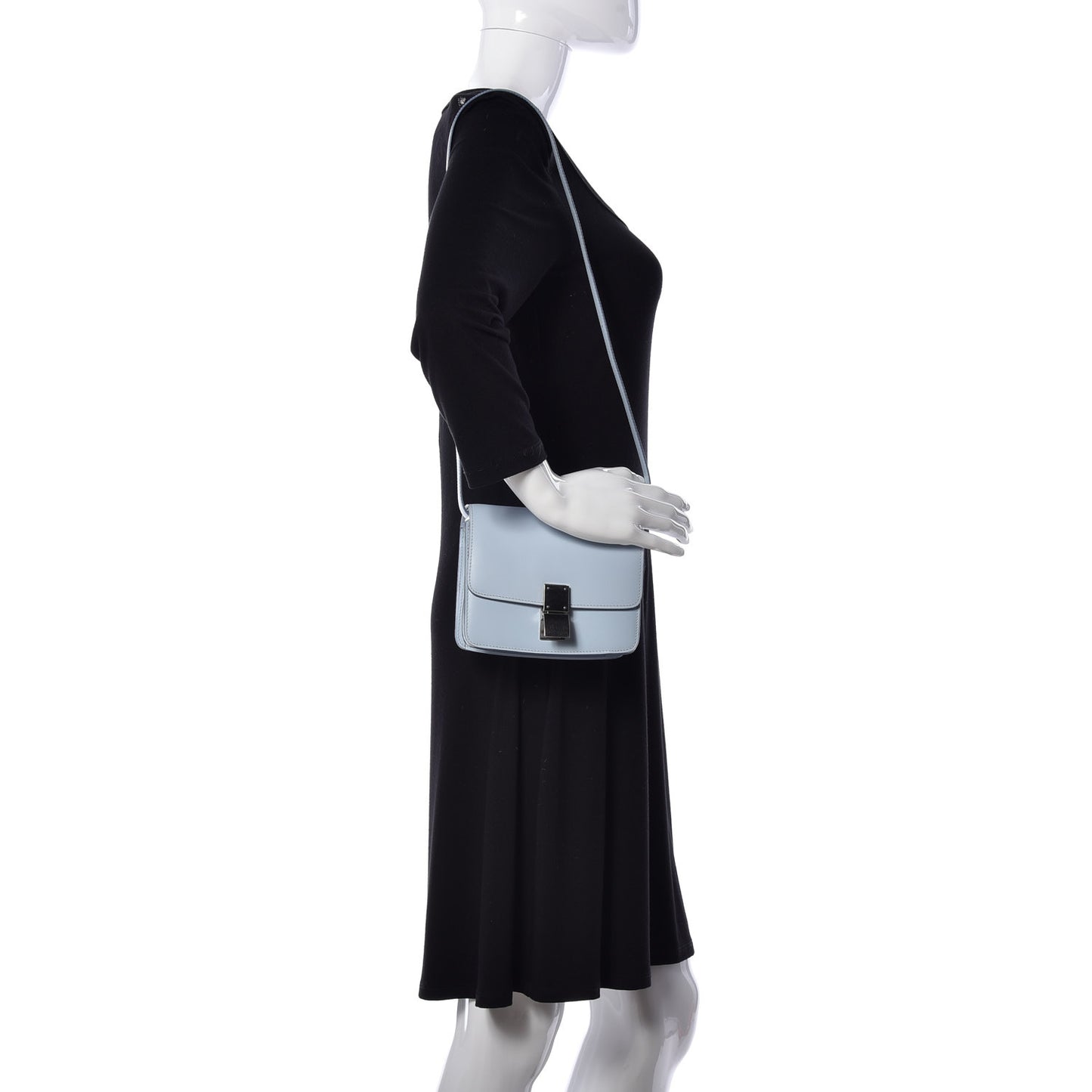 Box Calfskin Small Classic Box Flap Bag Pale Blue
