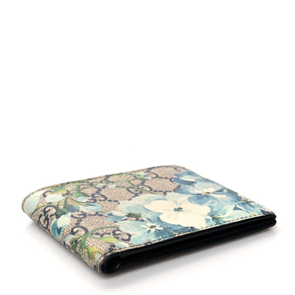 Gucci GG Supreme Monogram Blooms Bi-Fold Wallet Beige Blue Navy 3 of 8