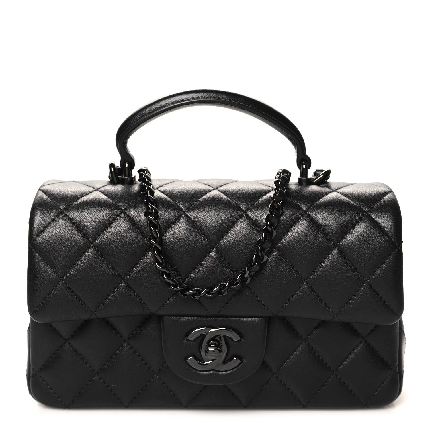 Chanel Lambskin Quilted Mini Top Handle Rectangular Flap So Black 1 of 11