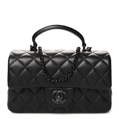 Chanel Lambskin Quilted Mini Top Handle Rectangular Flap So Black 1 of 11
