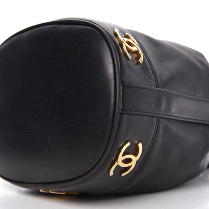Chanel Lambskin Drawstring Bucket Bag Black 7 of 10