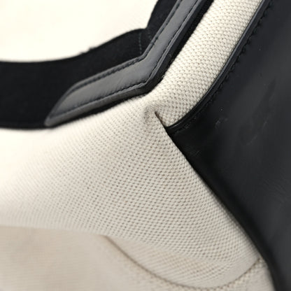Balenciaga Cotton Canvas Satin Calfskin S Navy Cabas Natural Black 11 of 12