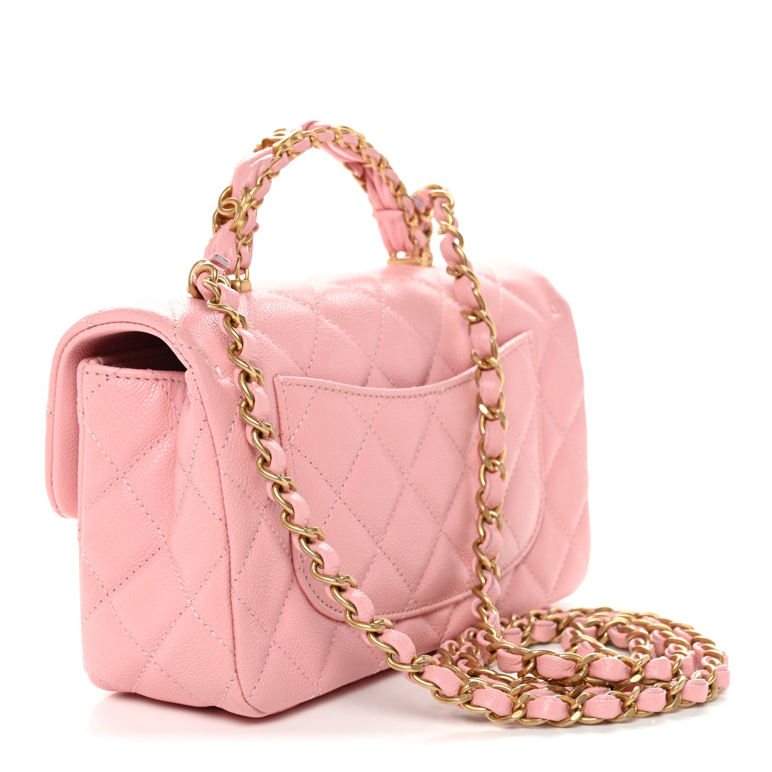 Chanel Caviar Quilted Mini Chain Top Handle Rectangular Flap Light Pink 3 of 12