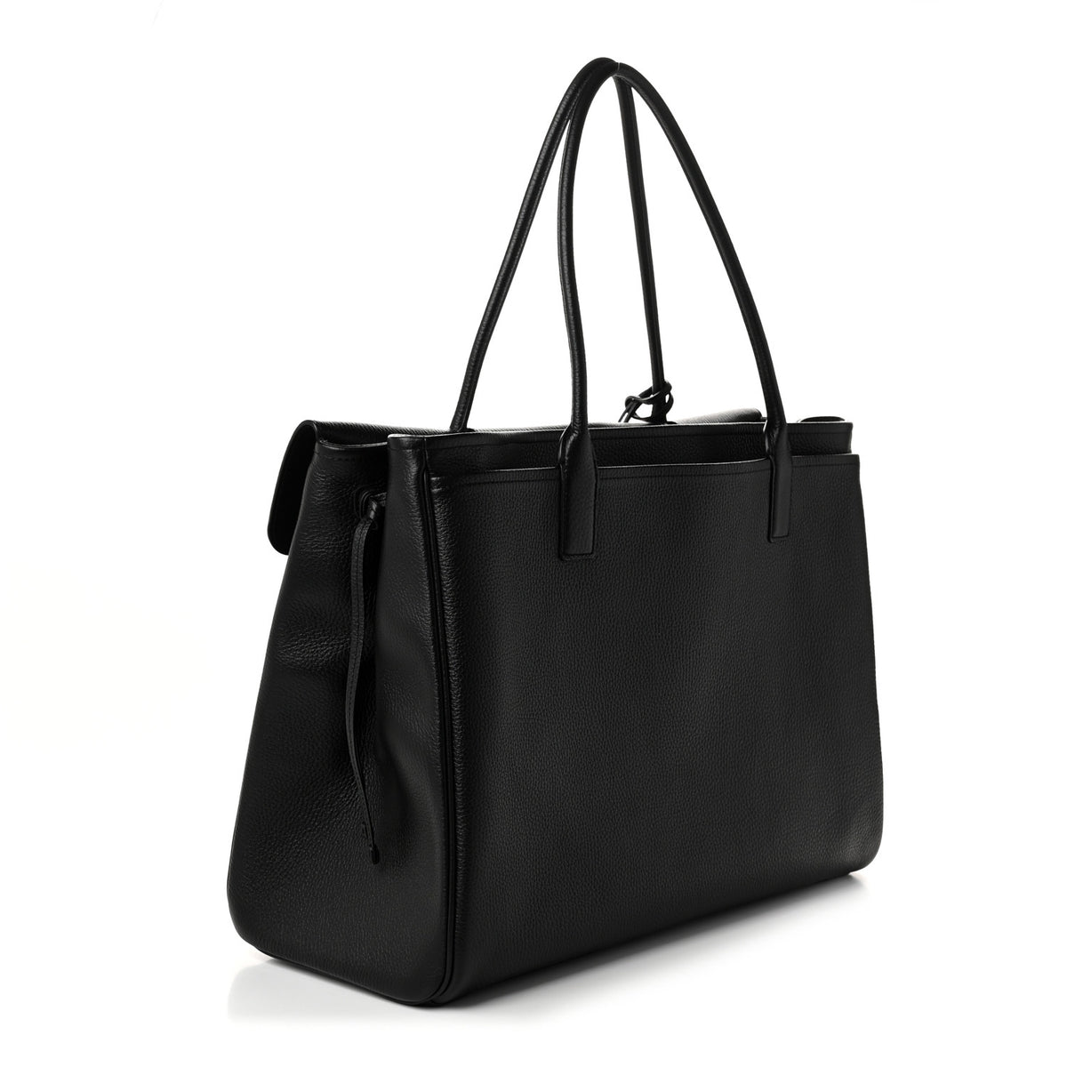 Grained Calfskin Large Urban Essentials Shopping Bag Black