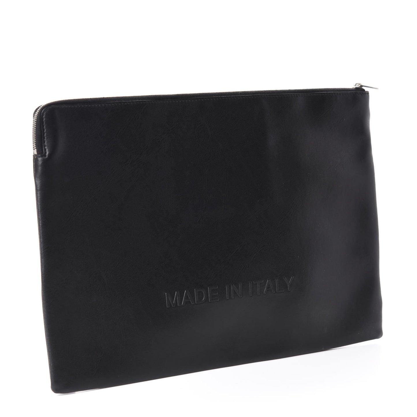 Calfskin Large Made In Clutch Pouch Black