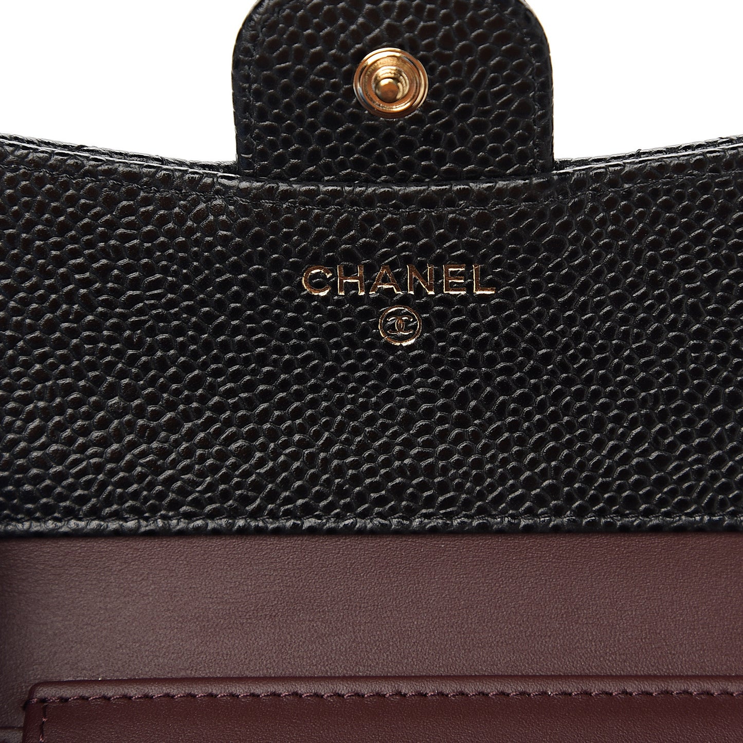 Caviar Quilted Compact Flap Wallet Black