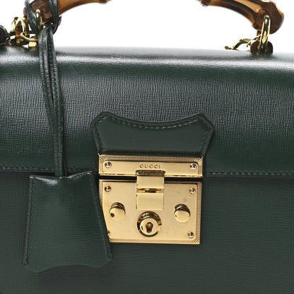 Gucci Azalea Calfskin Small Padlock Bamboo Shoulder Bag Vintage Green 8 of 10
