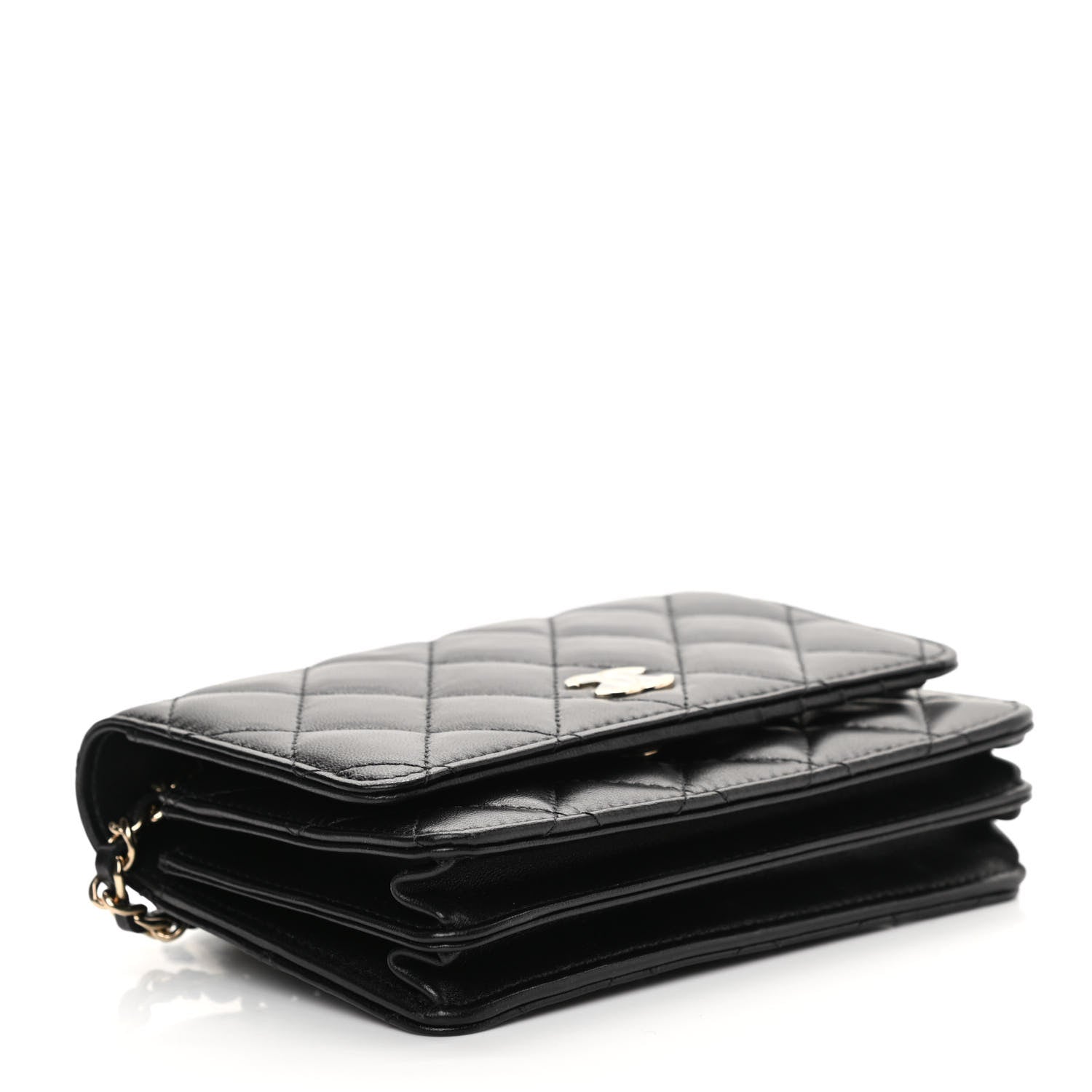 Chanel Lambskin Quilted Mini Camellia Bow Wallet On Chain WOC Black 4 of 14