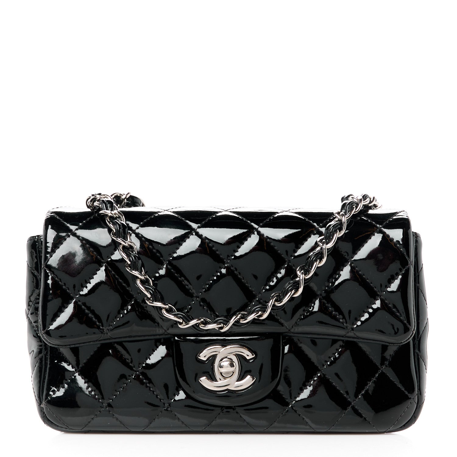 Chanel Patent Calfskin Quilted Mini Rectangular Flap Black 1 of 11