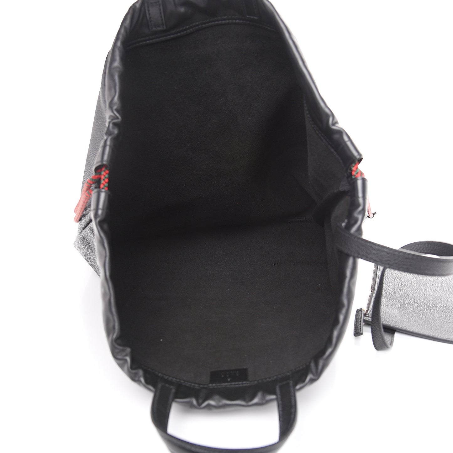 Calfskin Logo Drawstring Backpack Black