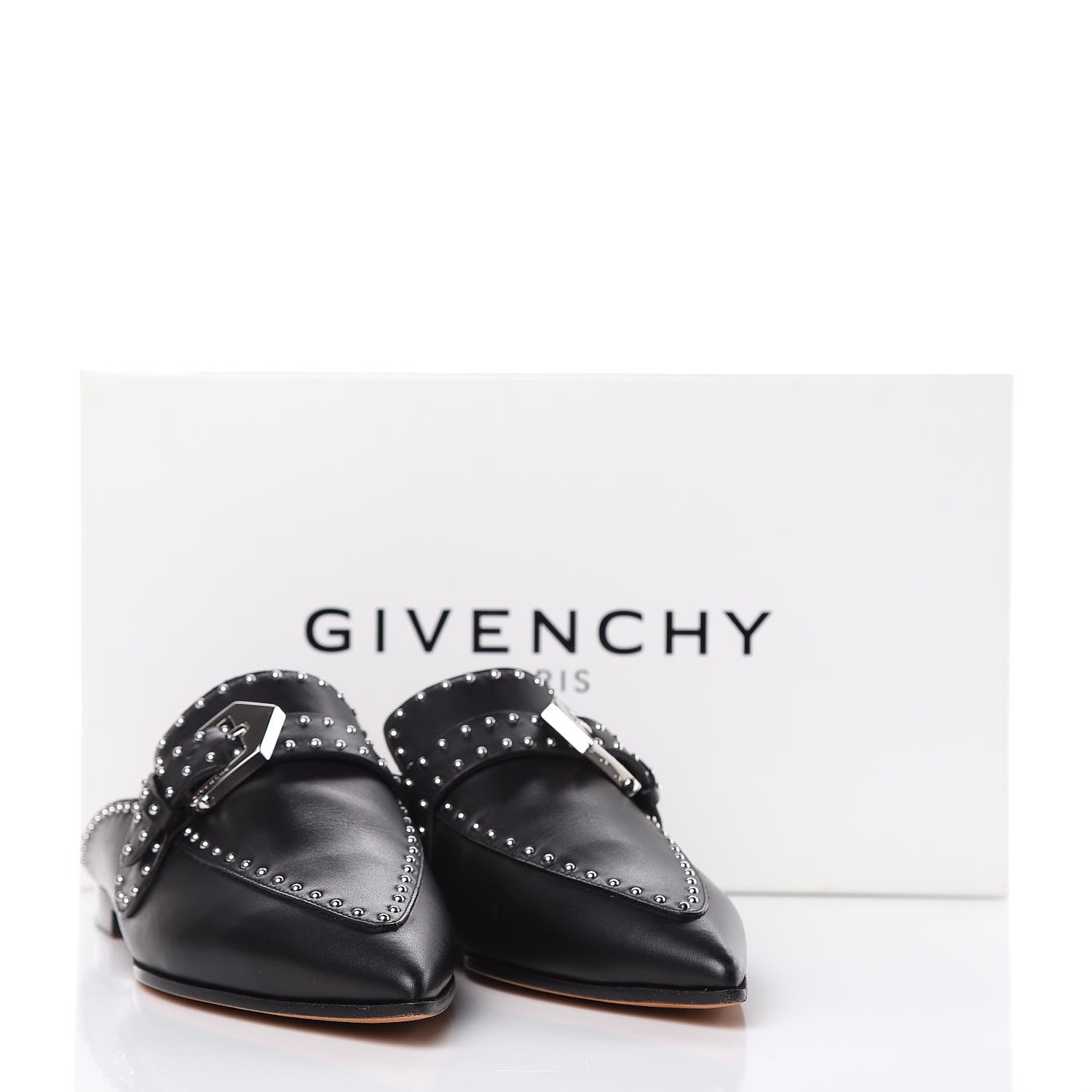 Givenchy Calfskin Studded Elegant Loafer Mule 37.5 Black 10 of 10
