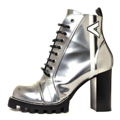 Louis Vuitton Patent Calfskin Spaceship Star Trail Ankle Boots 40 Silver 1 of 12