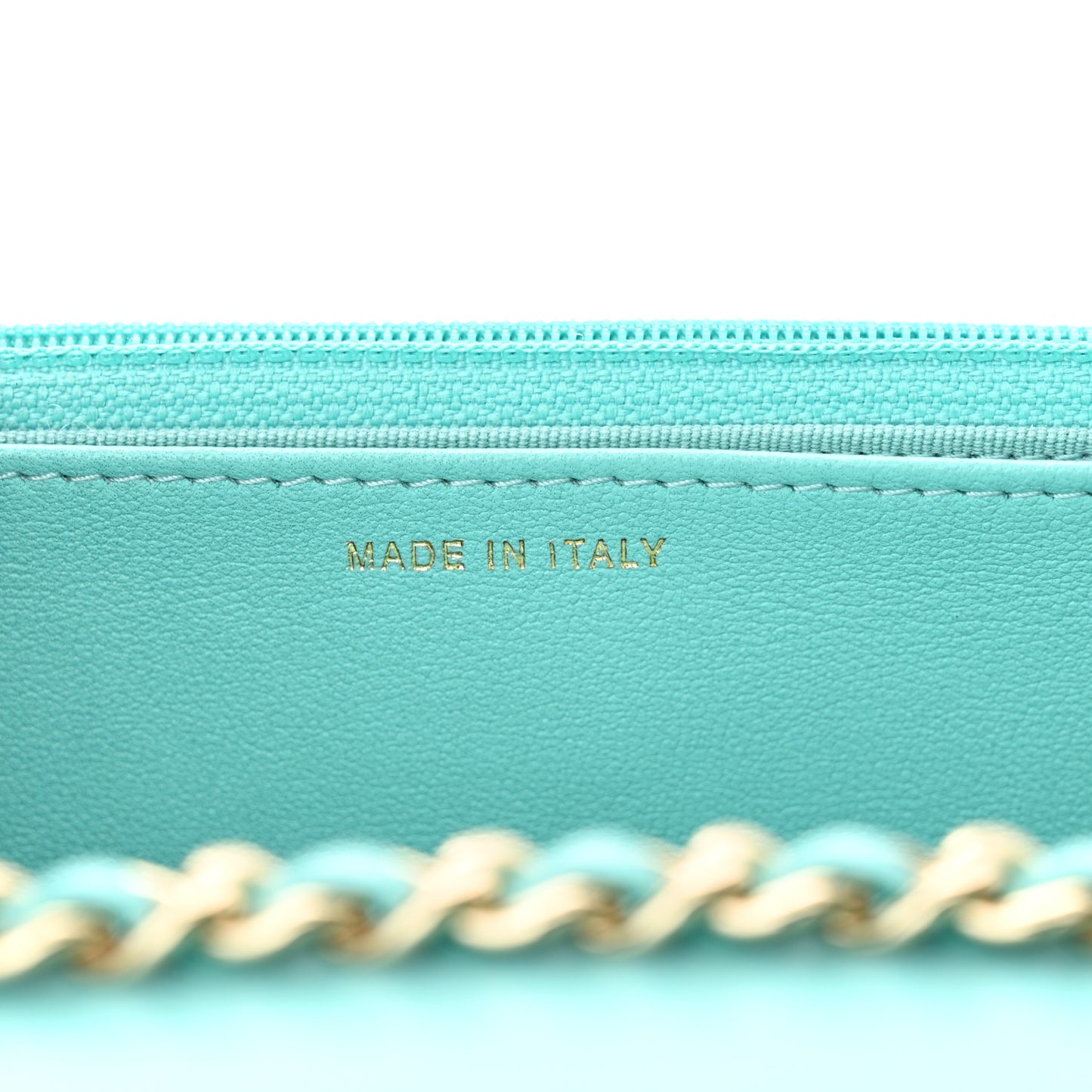 Lambskin Quilted Trendy CC Wallet On Chain WOC Turquoise