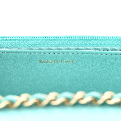 Chanel Lambskin Quilted Trendy CC Wallet On Chain WOC Turquoise 7 of 12