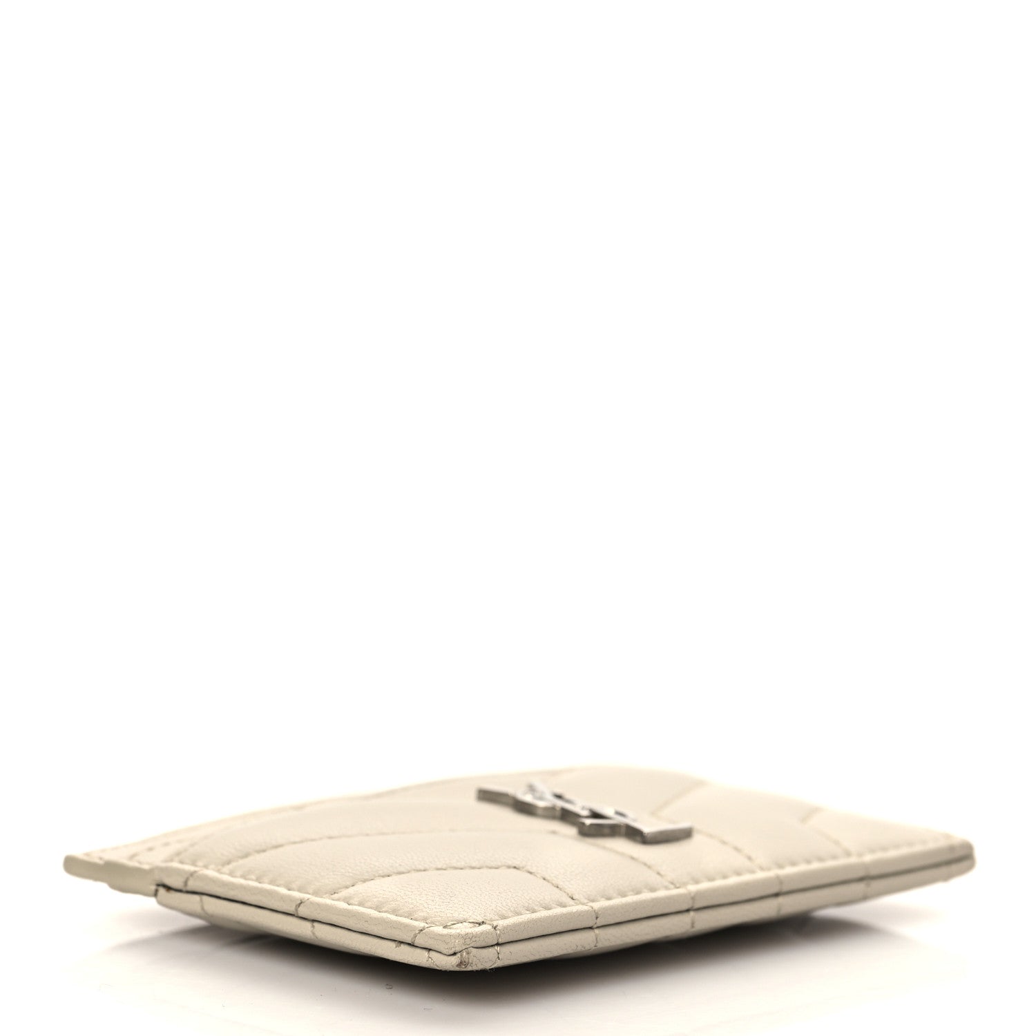 Saint Laurent Calfskin Y Quilted Monogram LouLou Credit Card Case Ivory 4 of 9