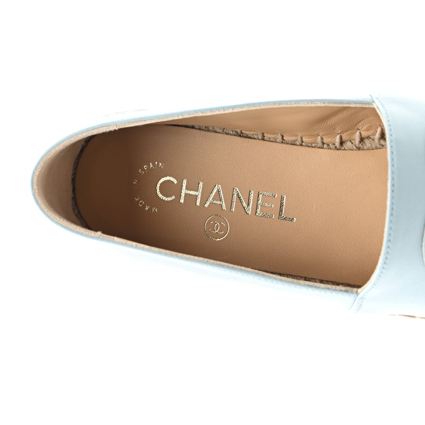 Lambskin CC Espadrilles 38 Light Blue Black
