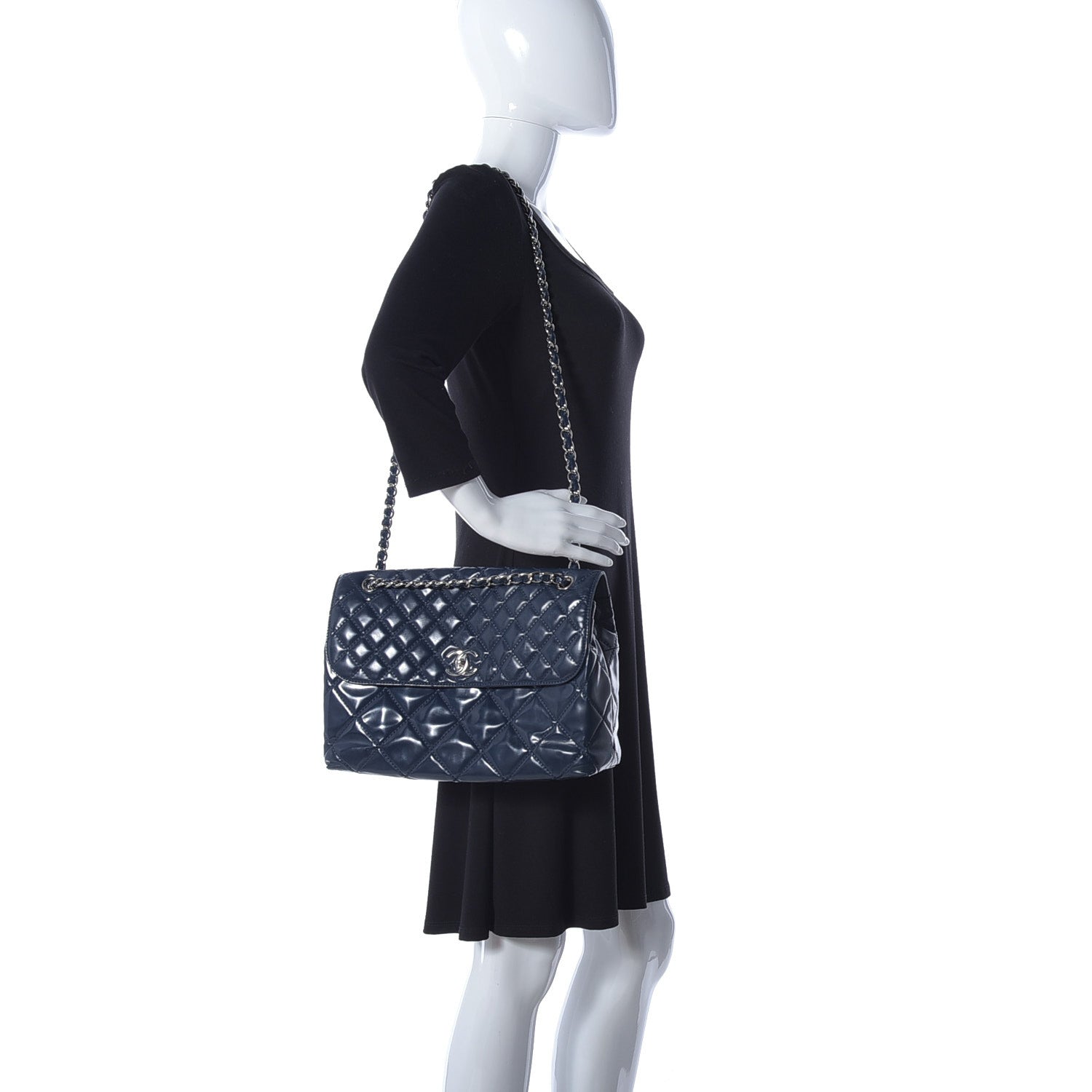 Chanel Vinyl Quilted In the Business Flap Bag Navy Blue 2 of 11
