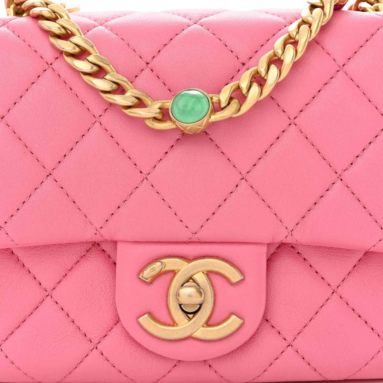 Chanel Lambskin Resin Quilted Mini Pearl Samba Square Flap Pink 8 of 11