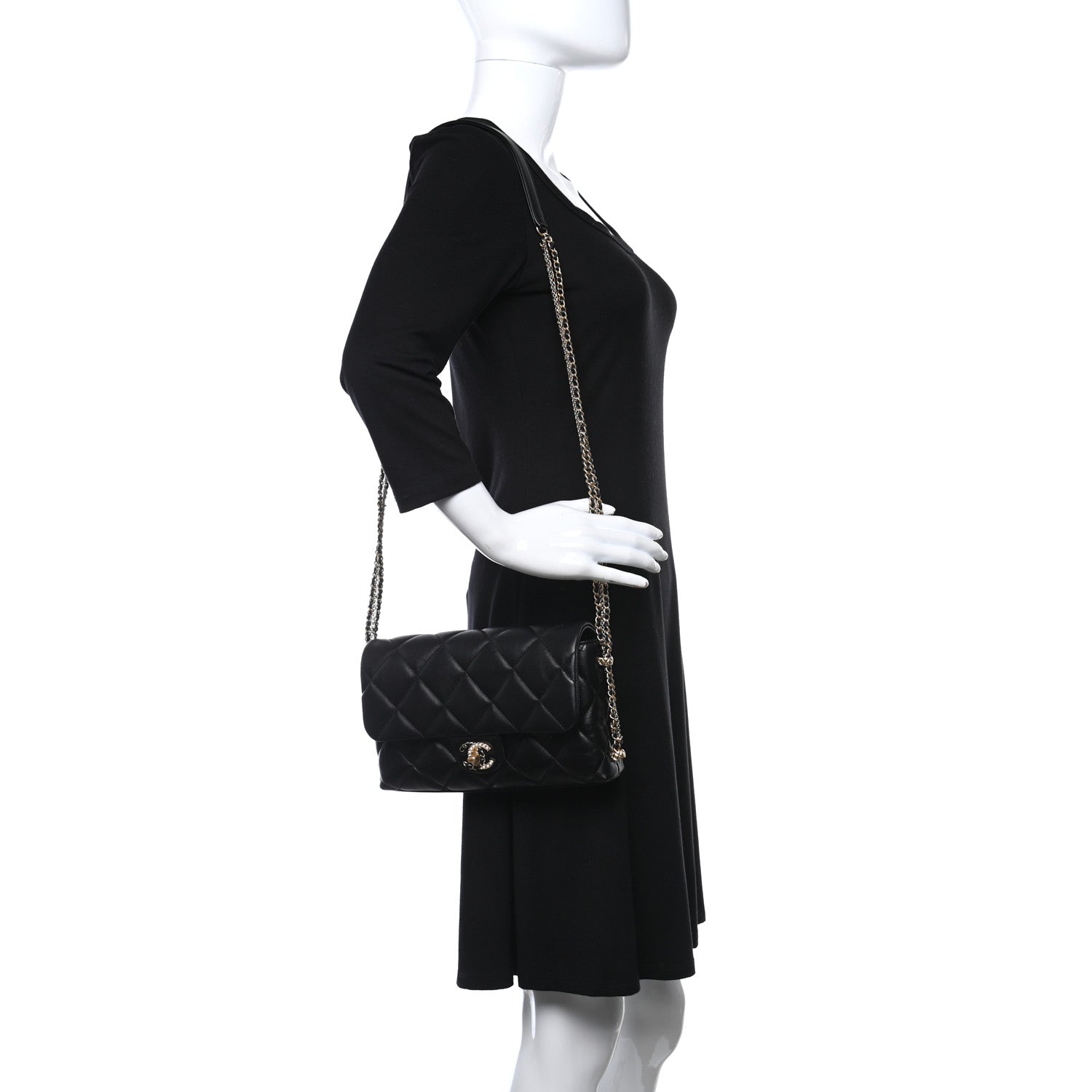 Chanel Lambskin Quilted Crush On Chains Flap Bag Black 3 of 9