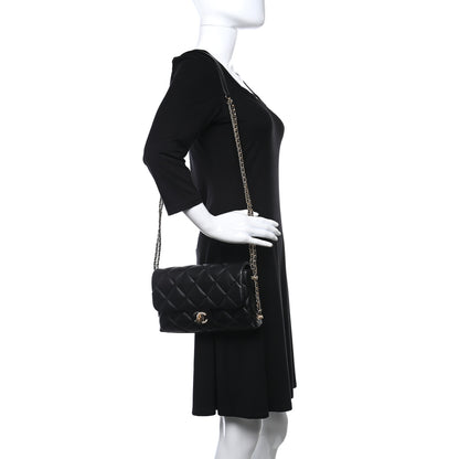 Chanel Lambskin Quilted Crush On Chains Flap Bag Black 3 of 9