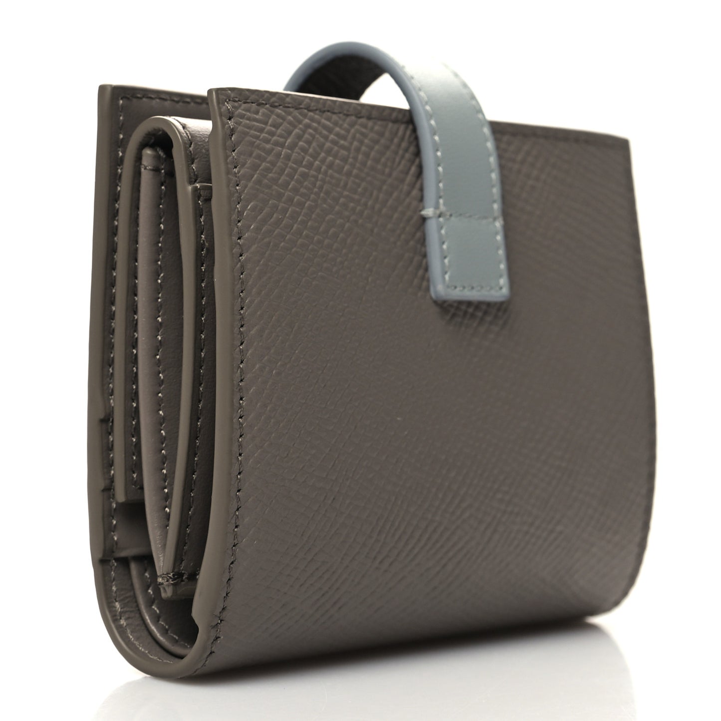 Grained Calfskin Small Multifunction Strap Wallet Pebble Mineral