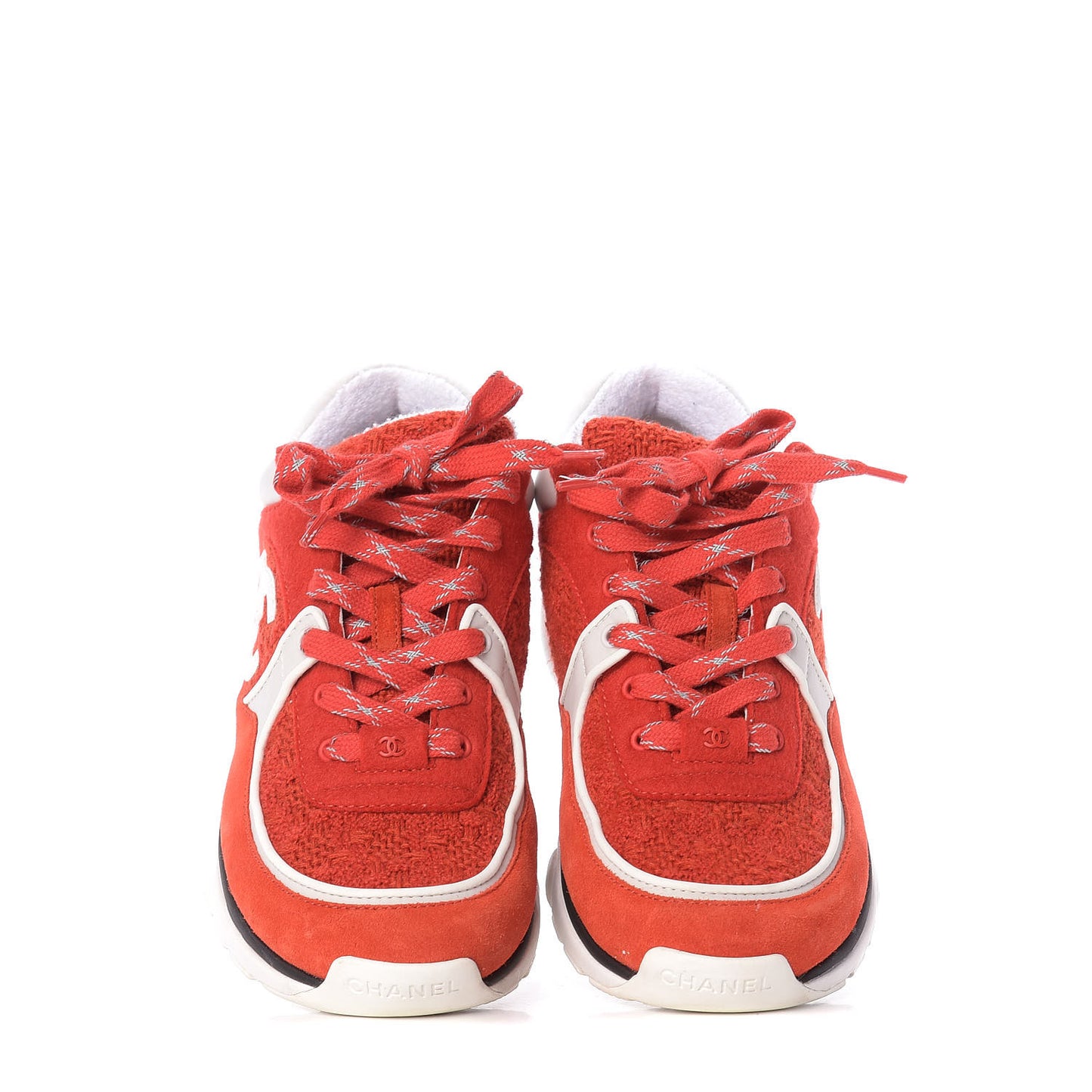 Tweed Suede Felt CC Sneakers 39 Red
