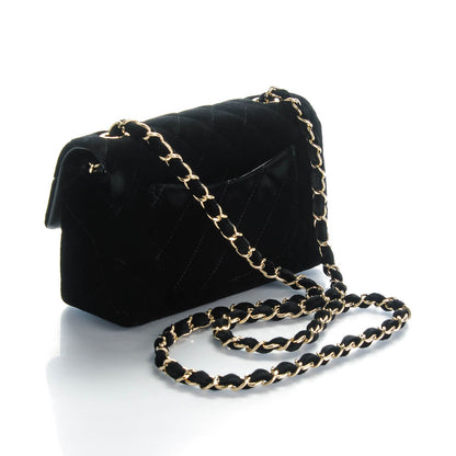 Chanel Velvet Quilted Mini Rectangular Flap Black 3 of 8