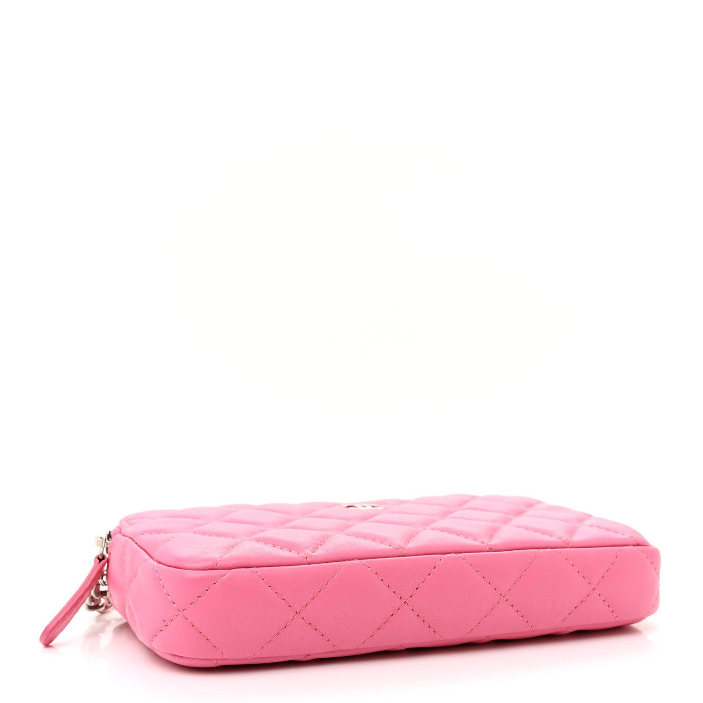 Lambskin Quilted Small Clutch With Chain Pink