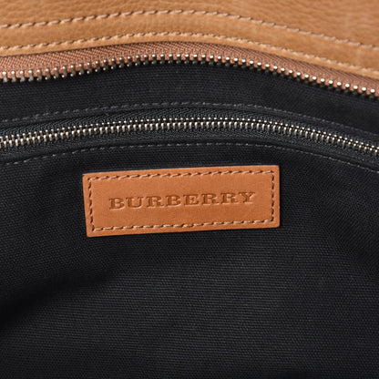 Burberry Mega Check Grained Calfskin Medium Harcourt Satchel Saddle Brown 7 of 28