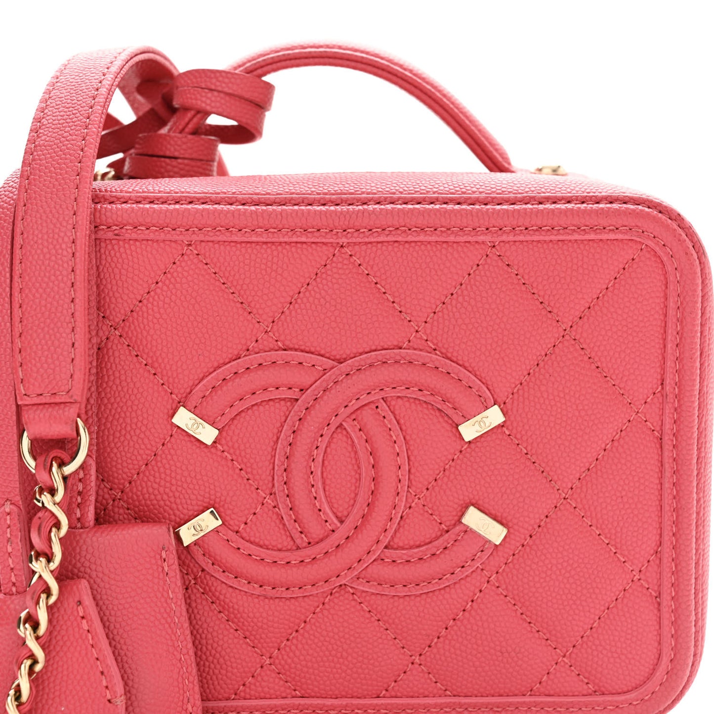 Caviar Quilted Small CC Filigree Vanity Case Pink