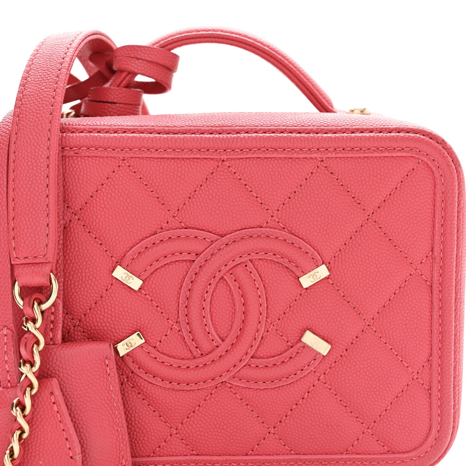 Chanel Caviar Quilted Small CC Filigree Vanity Case Pink 8 of 19