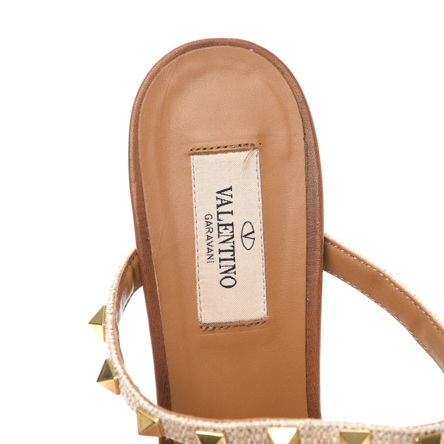 Valentino Garavani Raffia Calfskin Rockstud 60mm Caged Slide Sandals 40 Naturale 8 of 10
