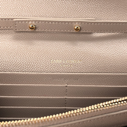 Saint Laurent Grain De Poudre Matelasse Chevron Monogram Chain Wallet Dark Beige 5 of 8