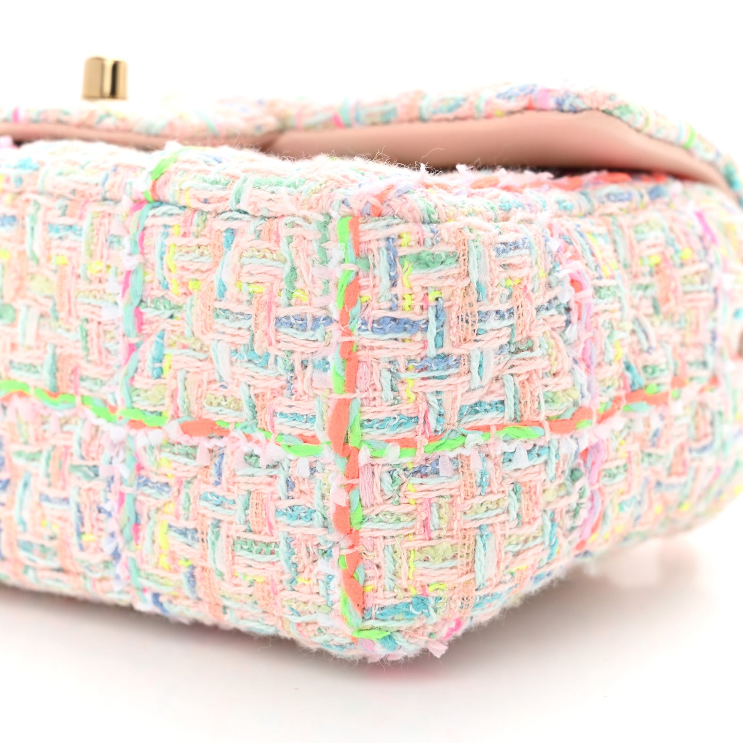 Tweed Quilted Mini Rectangular Flap Pink Green Orange Purple
