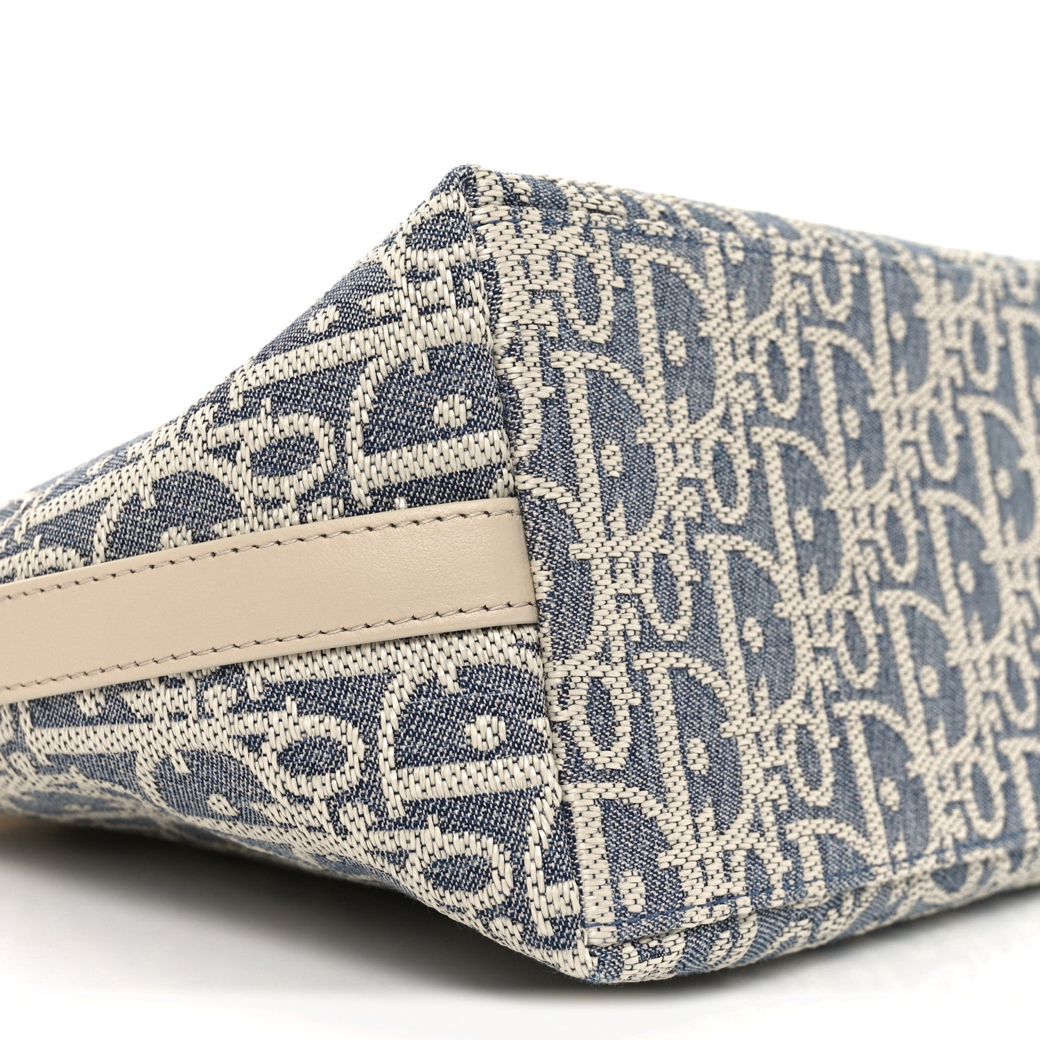 Christian Dior Chambray Raffia Effect Oblique DiorStar Hobo Bag Blue Light Biscuit 9 of 10